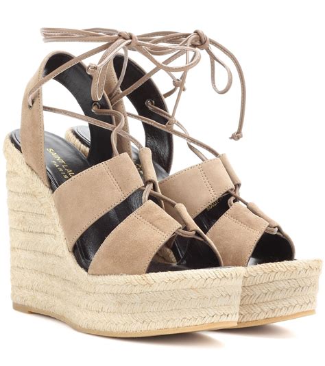 ysl suede espadrilles|saint laurent espadrille wedges.